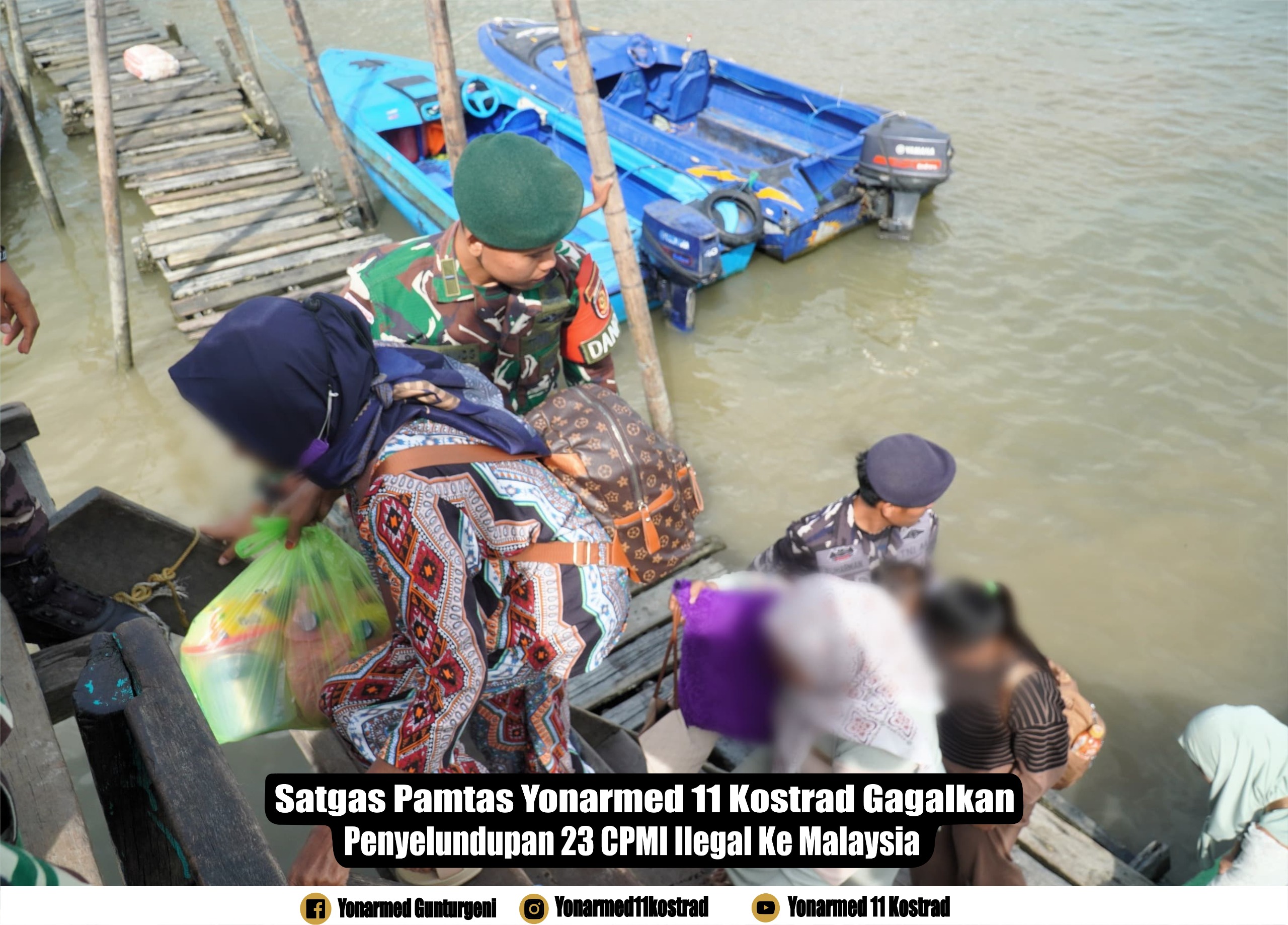 Satgas Pamtas Yonarmed 11 Kostrad Gagalkan Penyelundupan 23 CPMI Ilegal ke Malaysia